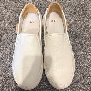 UGG Women's Cream Leather Slip-On Flats